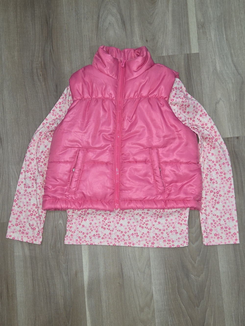 •Derek Heart• Little Girls Pink Puffer Vest Matching Set